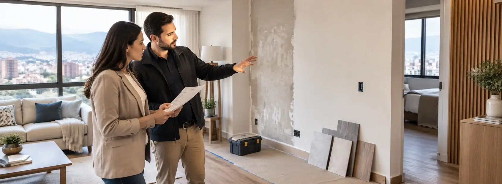 Consulta de reforma en un piso moderno obra maestra